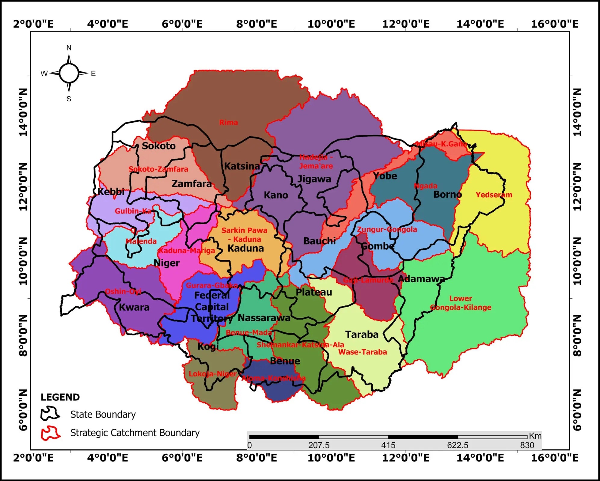 Twenty strategic catchments covering Northern Nigeria